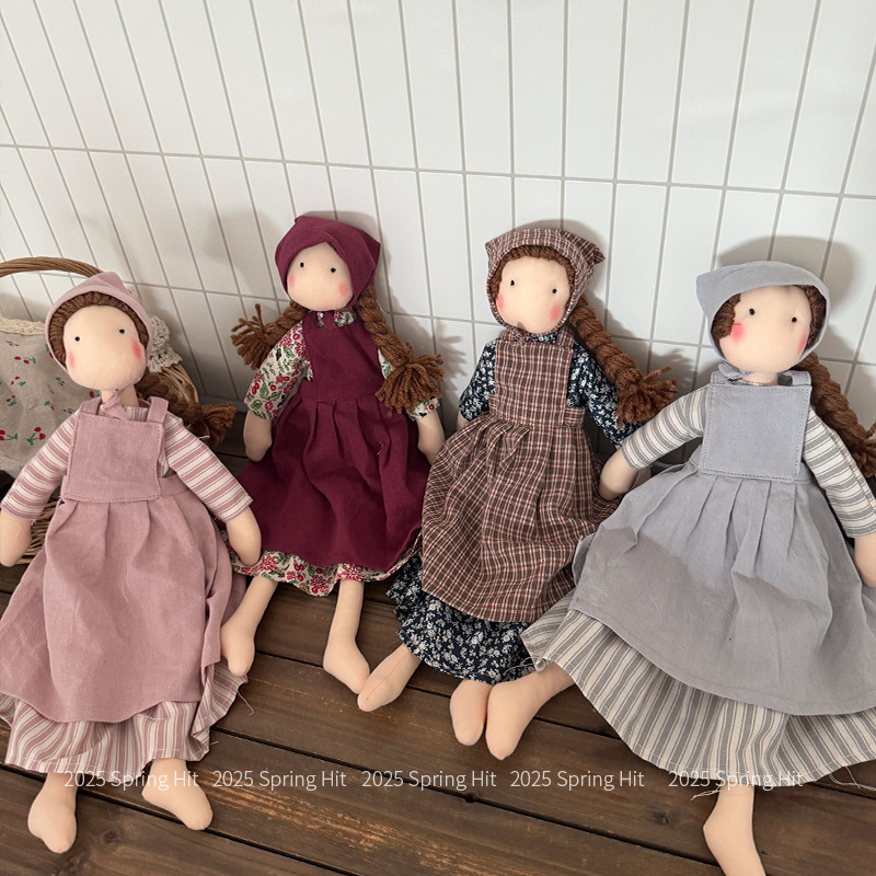 Korean-style fabric handcrafted cute and sweet doll dress, children's soothing toy, children's item doll, best friend gift details Picture