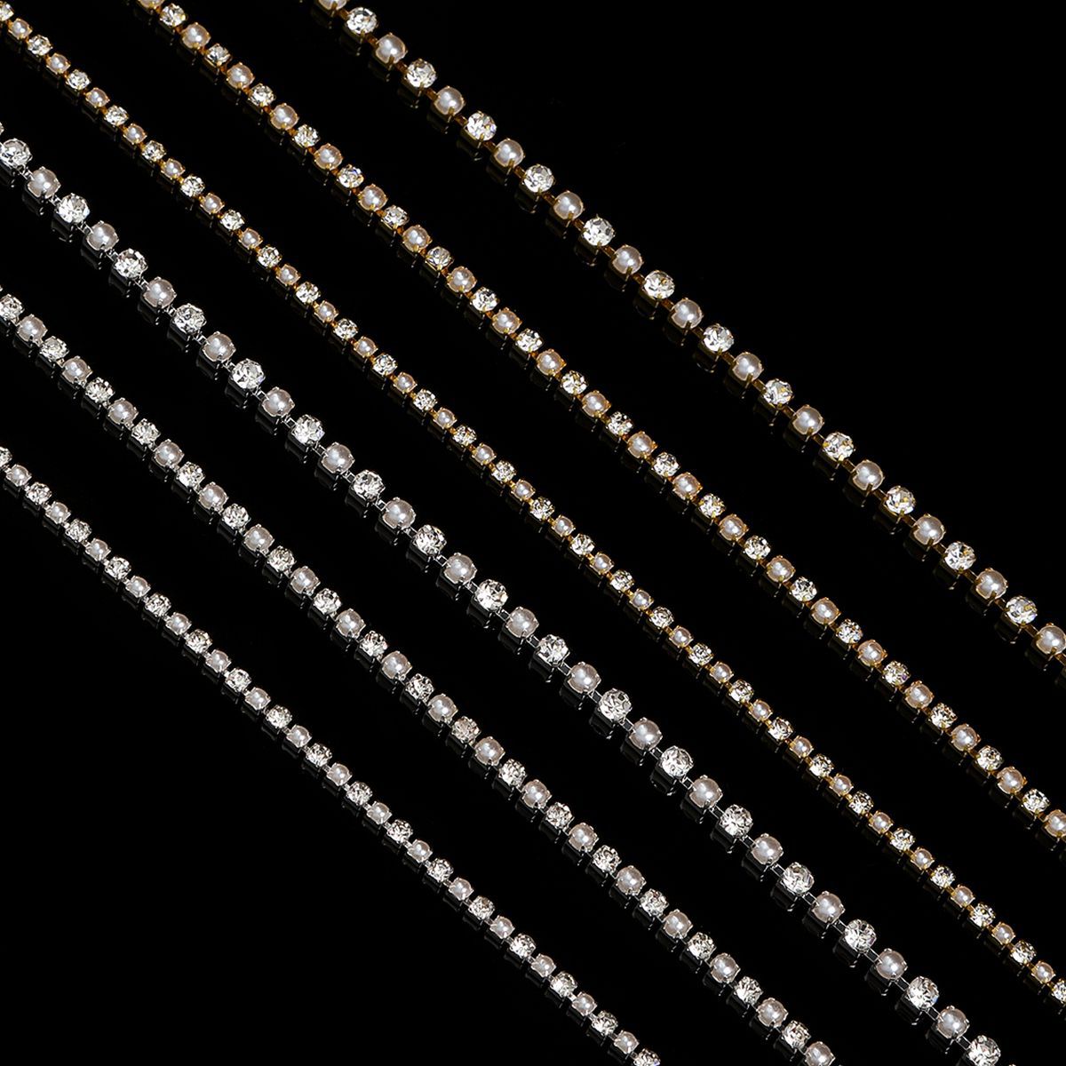Encrypted diamond chain, dense water diamond claw chain, gold and silver super shiny diy jewelry accessories, phone case, diamond-encrusted material clothing Specification image