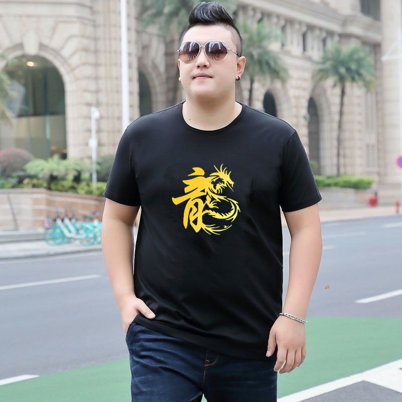 夏季男装潮牌t恤加肥加大码短袖男士特大码街头韩版一件图