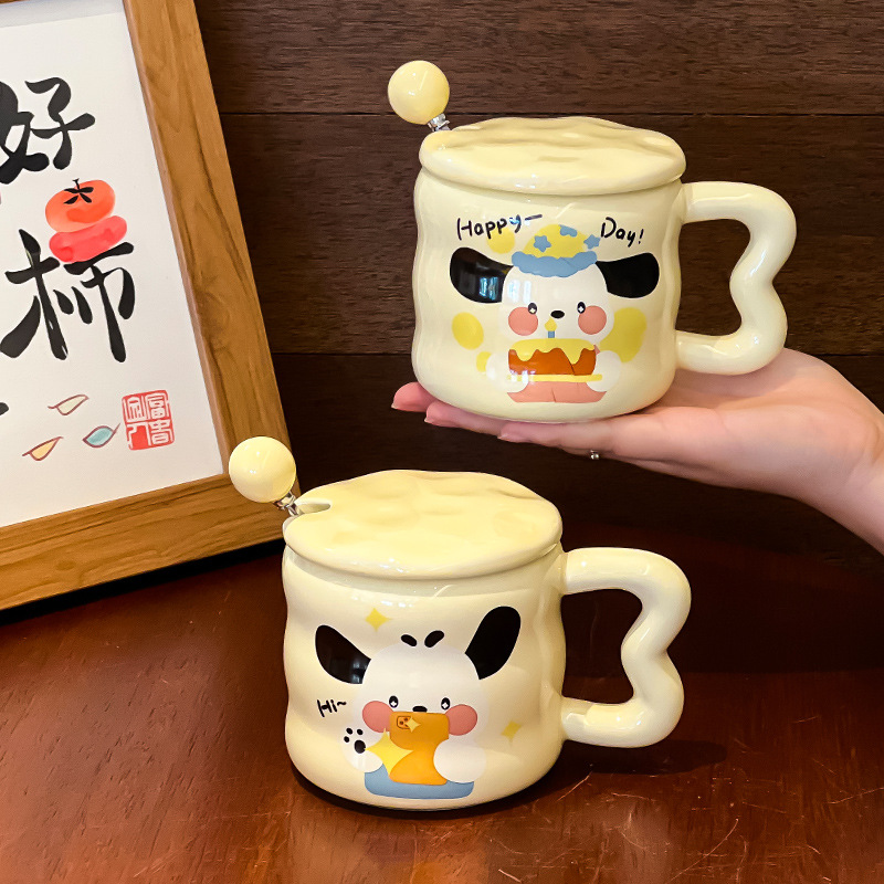 陶瓷杯/陶瓷杯学生可爱/马克杯伴手礼/马克杯套装/杯子盖产品图