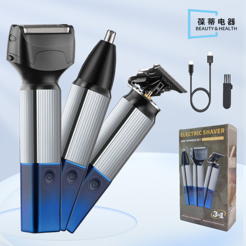 新款跨境三合一理发器多功能剃毛器 电动往复式剃须刀 鼻毛修剪器