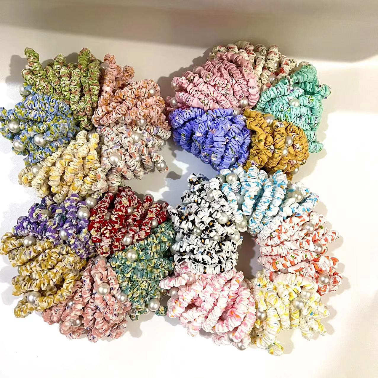 No. 190 Small Intestine hair tie 100/ Bundle, cute small intestine hair tie, Korean Internet celebrity flower hair tie, girl's hair tie, small rubber band, simple hair accessory, hair tie, hair accessory details Picture