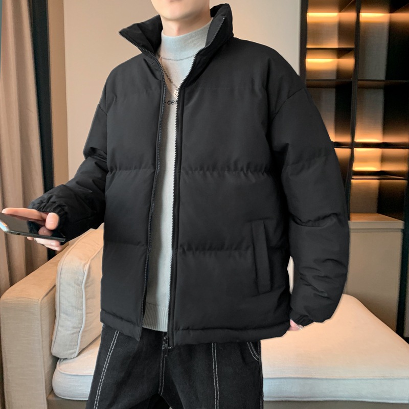 2024冬季宽松男士棉衣港风纯色立领外套上衣服棉袄加厚防寒袄子潮