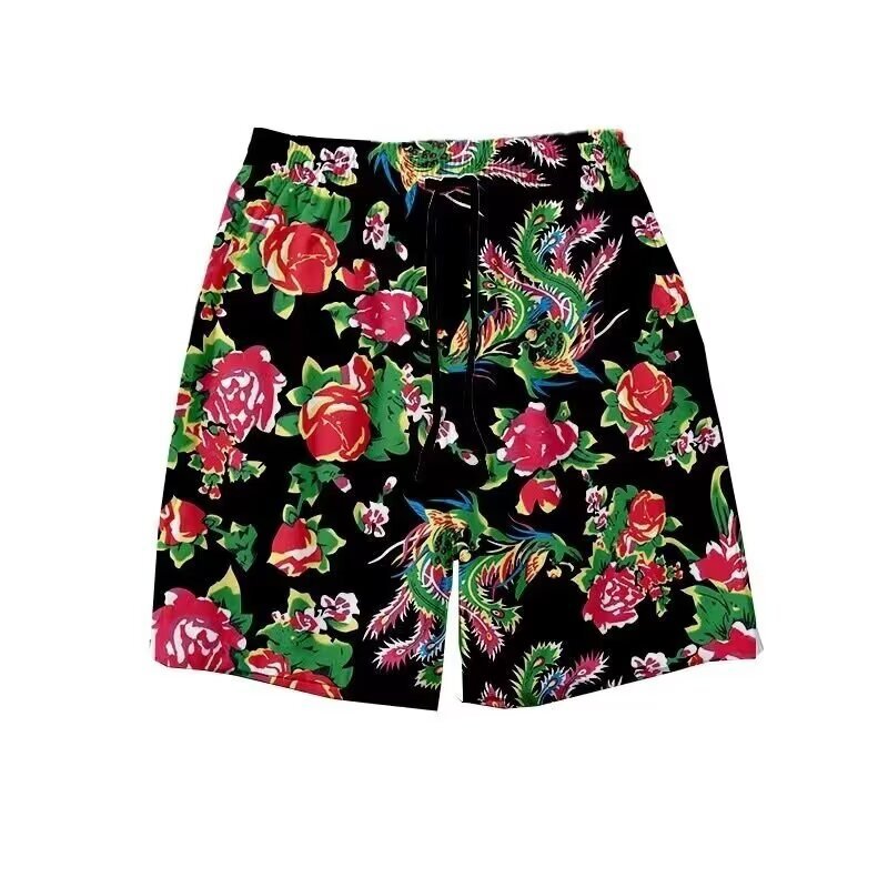 Men's plus-size casual workwear shorts, beach pants for both men and women, Northeast big flower pants, loose pockets, Chinese trend for men details Picture