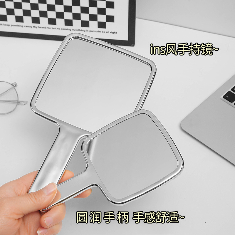 网红高级感手持化妆镜家用复古ins风镜子女随身便携手拿美容镜