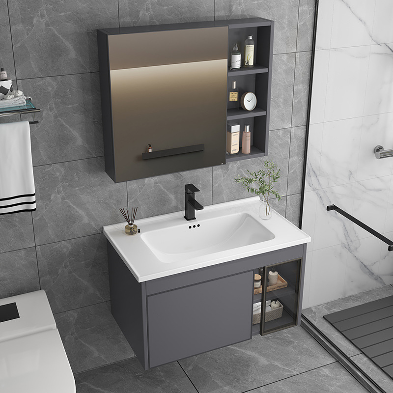 Space Aluminum Bathroom Cabinet Ceramic Integrated Bathroom Bathroom Cabinet Washbasin Wash Face Washing Table Basin Combination Application Scenario