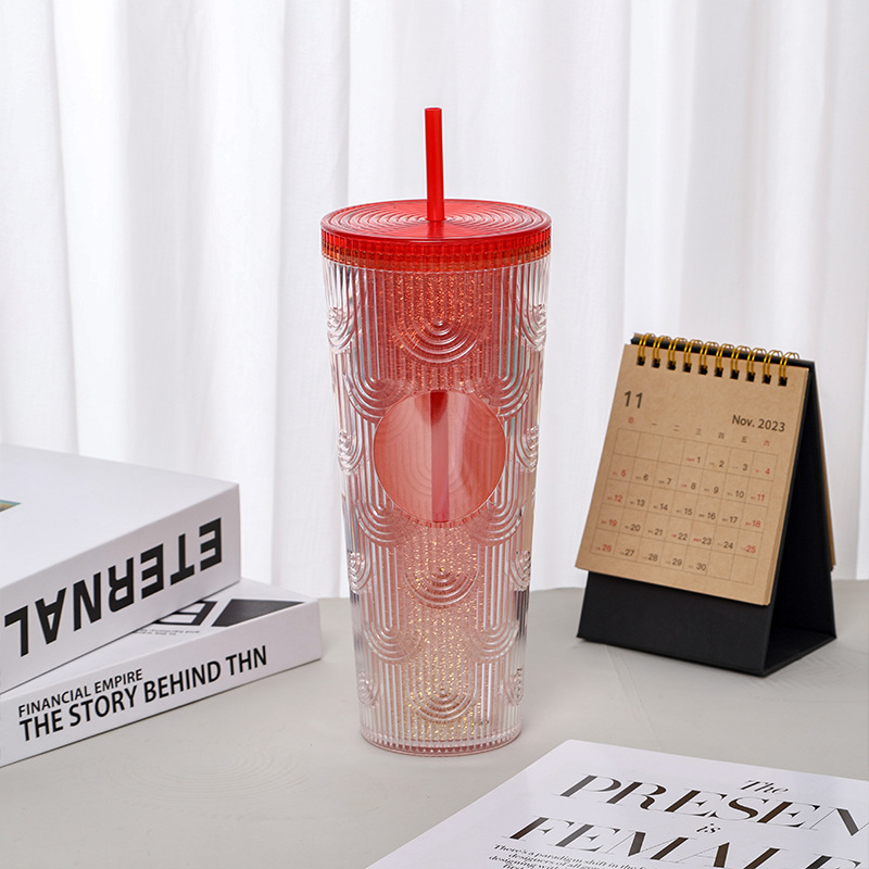Net Red New Ocean Wave Sippy Cup Cactus Sippy Cup Cross-Border Explosion 710Ml Large Capacity Drinking Cup Specification drawing
