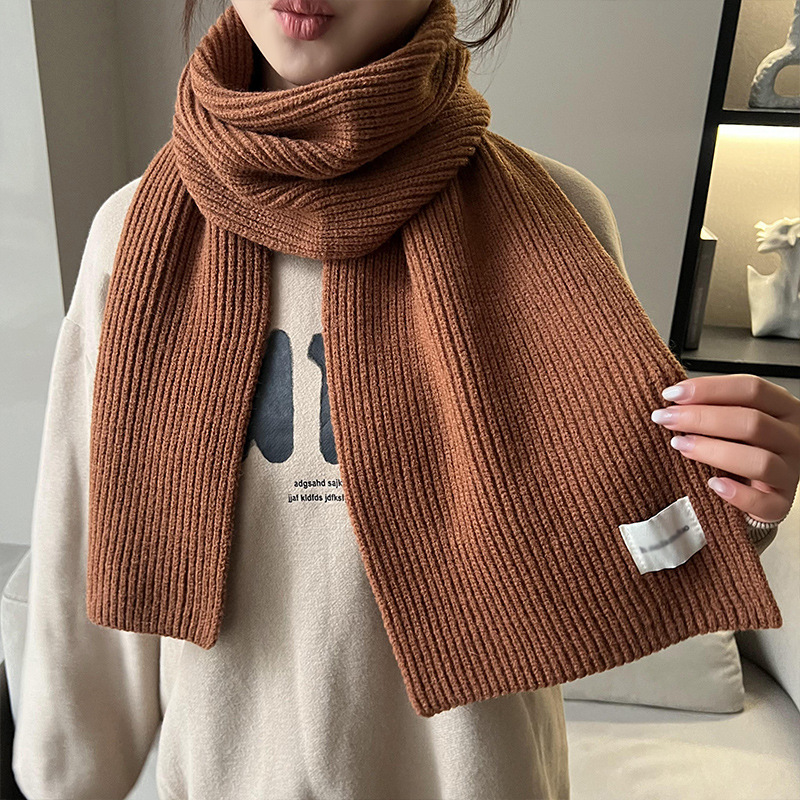 红色毛线围巾女冬季氛围感韩版百搭学生冬天保暖纯色加厚针织围脖详情14