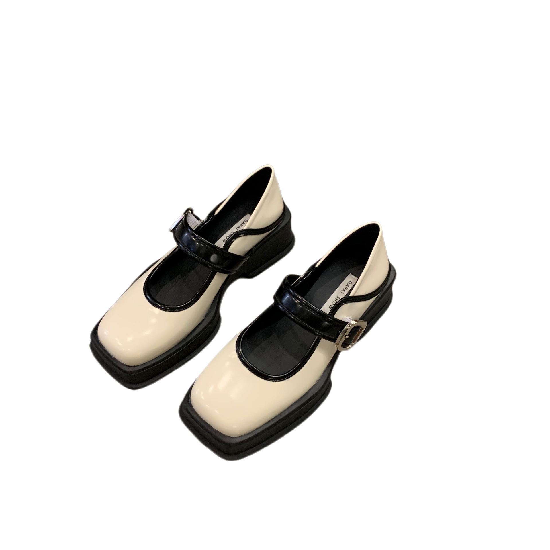 Thick-soled British-style small leather shoes for women, 2023 Spring new French square-toed Mary Jane Spring and Autumn Loafer single shoes Item Picture