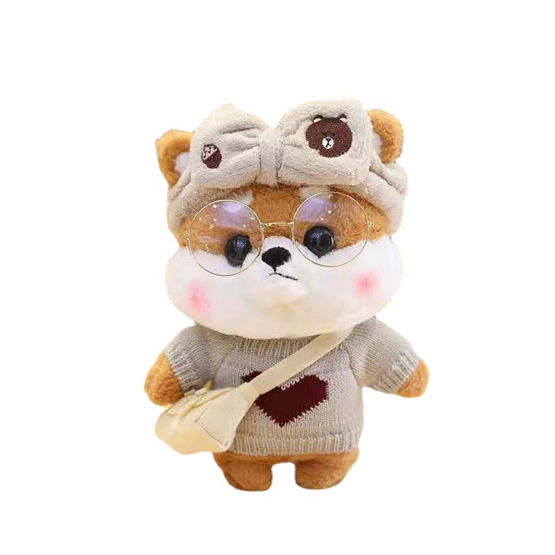 Dog Shiba dog sweater Husky plush toy doll glasses dog doll manufacturers wholesale large discount Item Picture