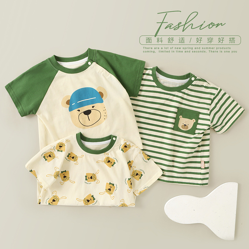 Baby clothes, casual short-sleeved T-shirts, summer clothing for boys, girls, babies, children, summer half-sleeved tops Y8470 Application Scenario