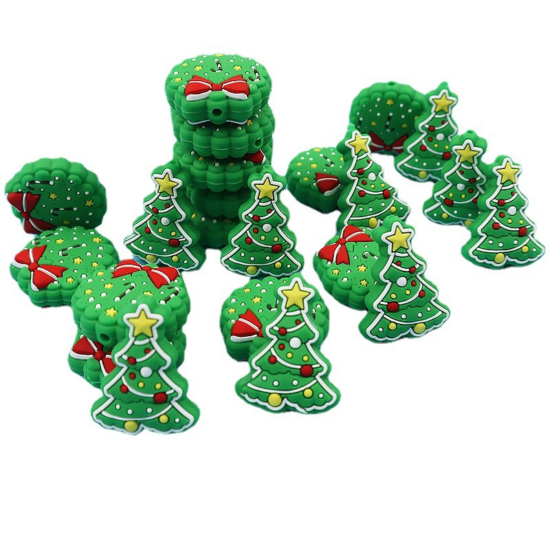 10pcs Christmas Silicone Focal Beads Food Grade Teether跨境