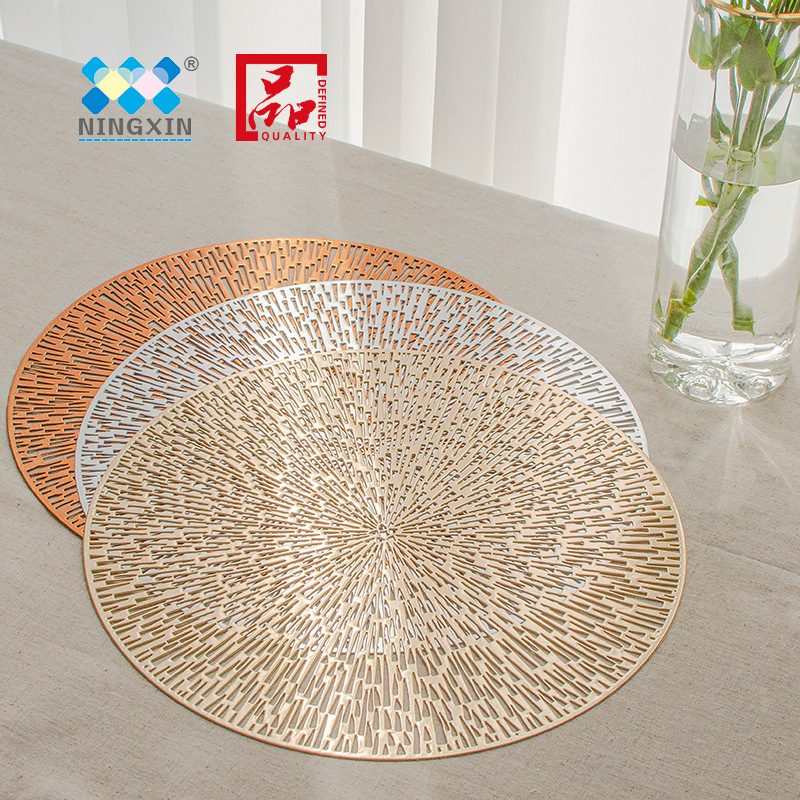 Festival round placemats, PVC table MATS, heat insulation MATS, hollowed-out placemats, environmentally friendly and durable, fireworks, hotel, restaurant, Western placemats