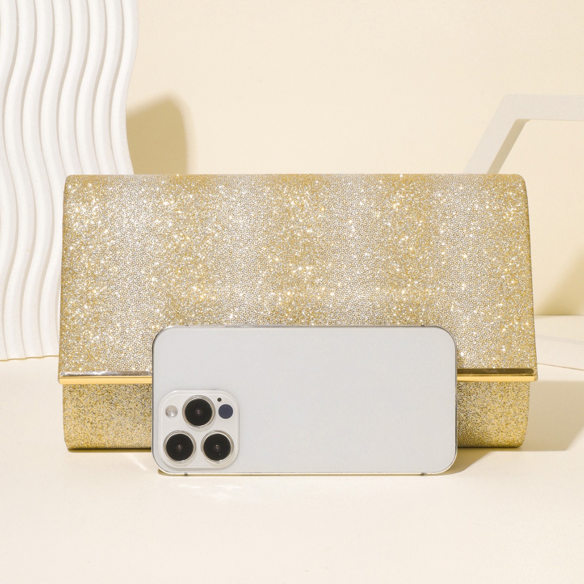 Cross-Border Spot For Europe And The United States Trend 2024 New Dinner Bag Rainbow Glitter Grab Bag Specification drawing