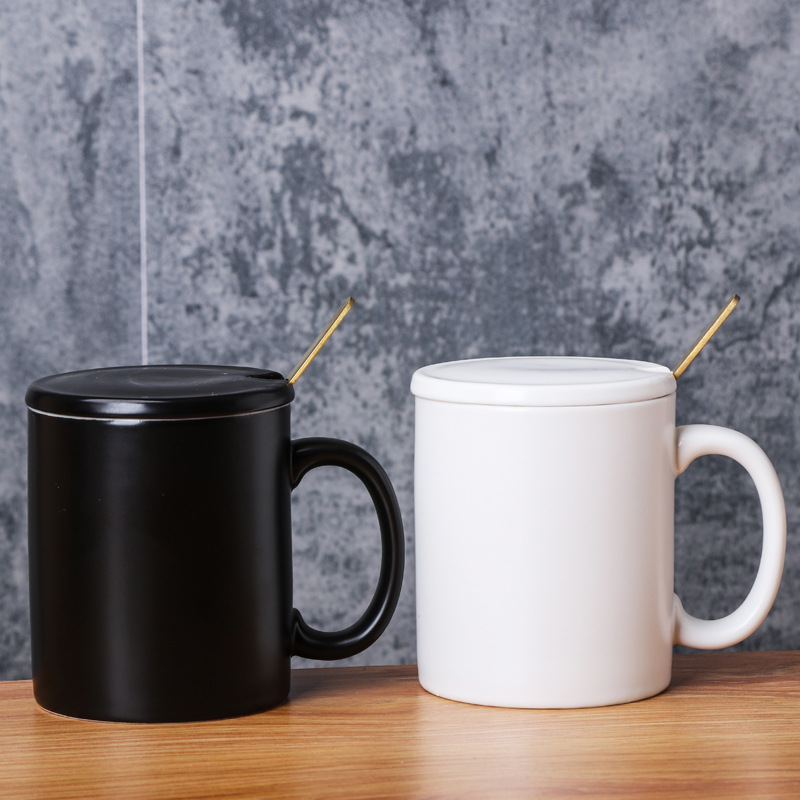 Modern Simple Ceramic Mug Solid Color Nordic Style Simple Standard Straight Cylindrical International Cup Printed Logo details Picture