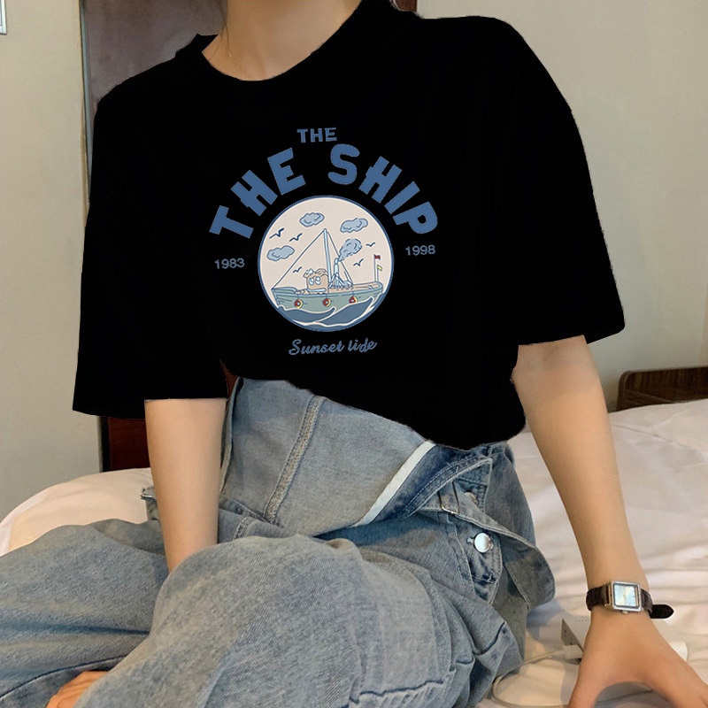 Diseño de nicho de verano blanco versátil suelto corto top mujer algodón manga corta camiseta slim legging details Picture