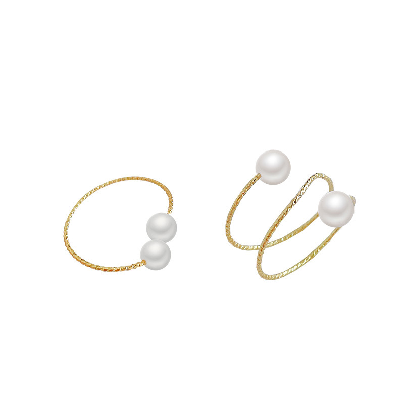 Korean Version Of Simple Winding Pearl Open Ring Fashion Personality Index Finger Ring Ins Trend Network Red Adjustable Hand Jewelry Item Picture