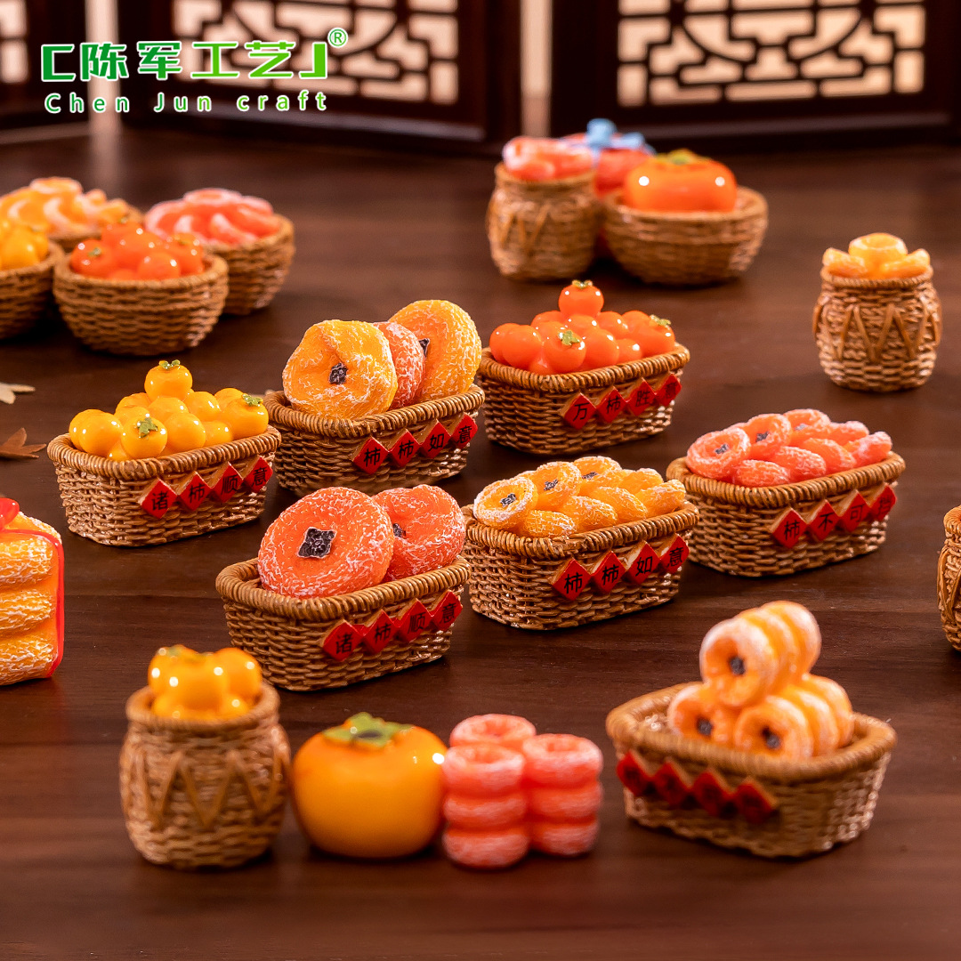 Micro-landscape creative simulation persimmon food play, persimmon as you wish, diy decorative blind bag accessories, mini miniature small ornaments details Picture