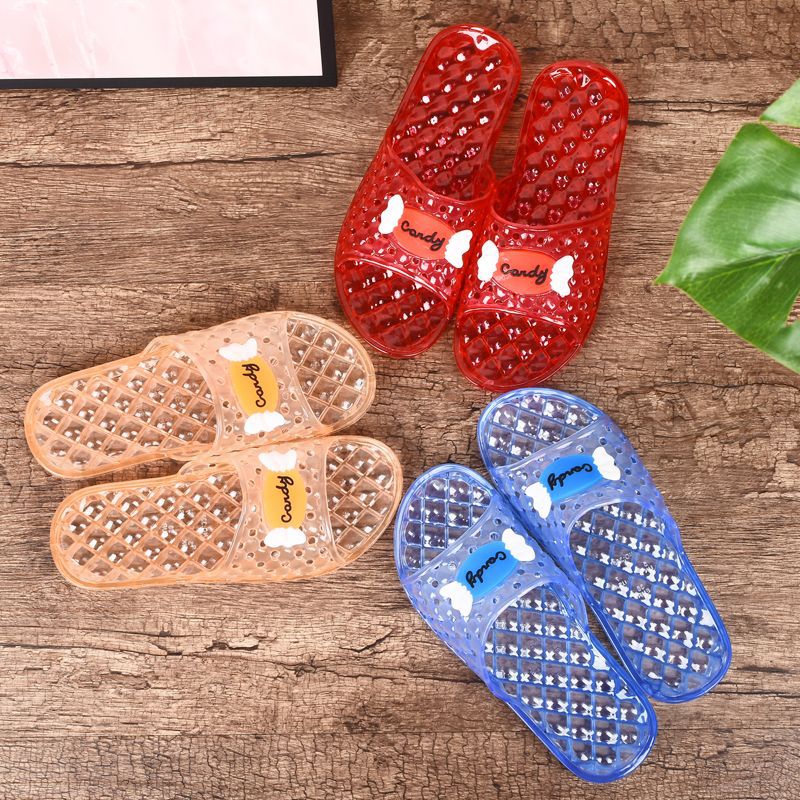 Wholesale of 2023 Home slippers, bathroom waterproof and anti-slip women's slippers, summer jelly semi-transparent crystal slippers Specification image