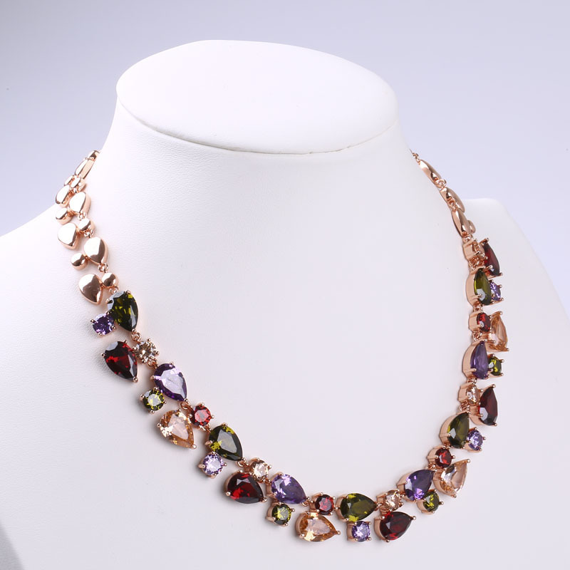 Kashi Europe and America's best-selling women's seven-color zircon necklace, Mona Lisa necklace, export accessories wholesale details Picture