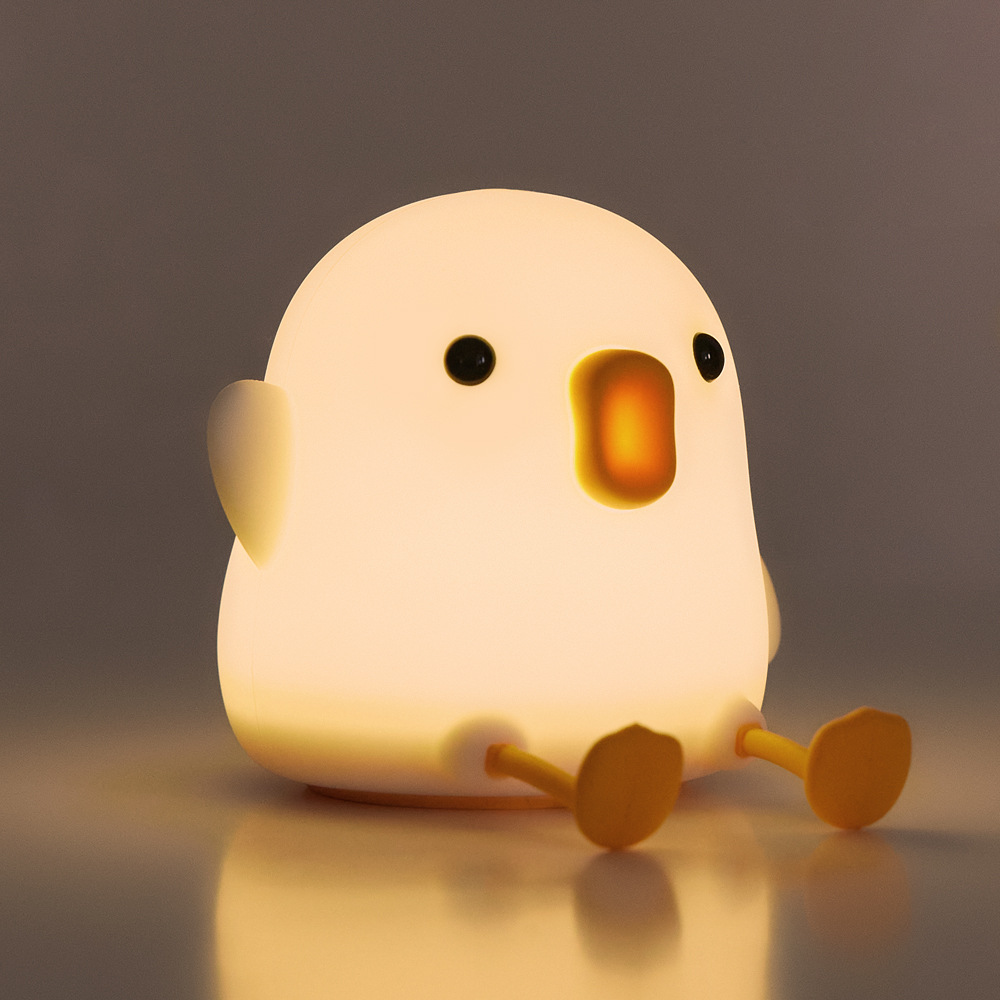 New Oil Duck night light, bedroom bedside charging cartoon pat light, timer table lamp, children's animal Specification drawing