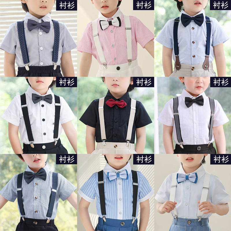 Summer children's shirt, Korean-style short-sleeved cotton shirt for babies and boys, cool inside paired with a suit, children's performance outfit