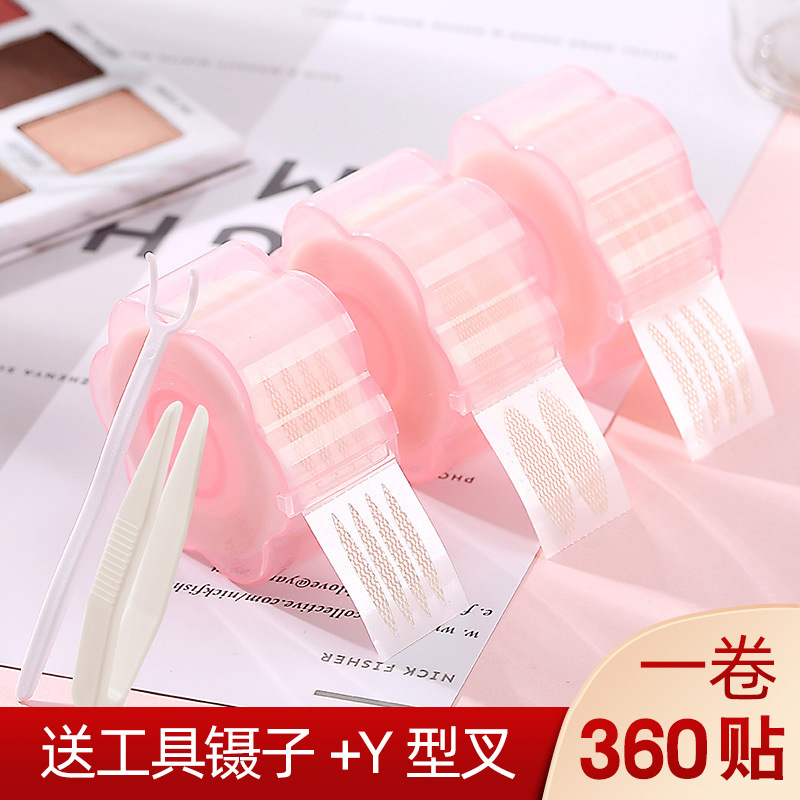 Wholesale Roll Double Eyelid Stickers That Stick To Water, Glue-Free Lace Mesh Fabric Giant Invisible Fiber Beauty Eye Stickers