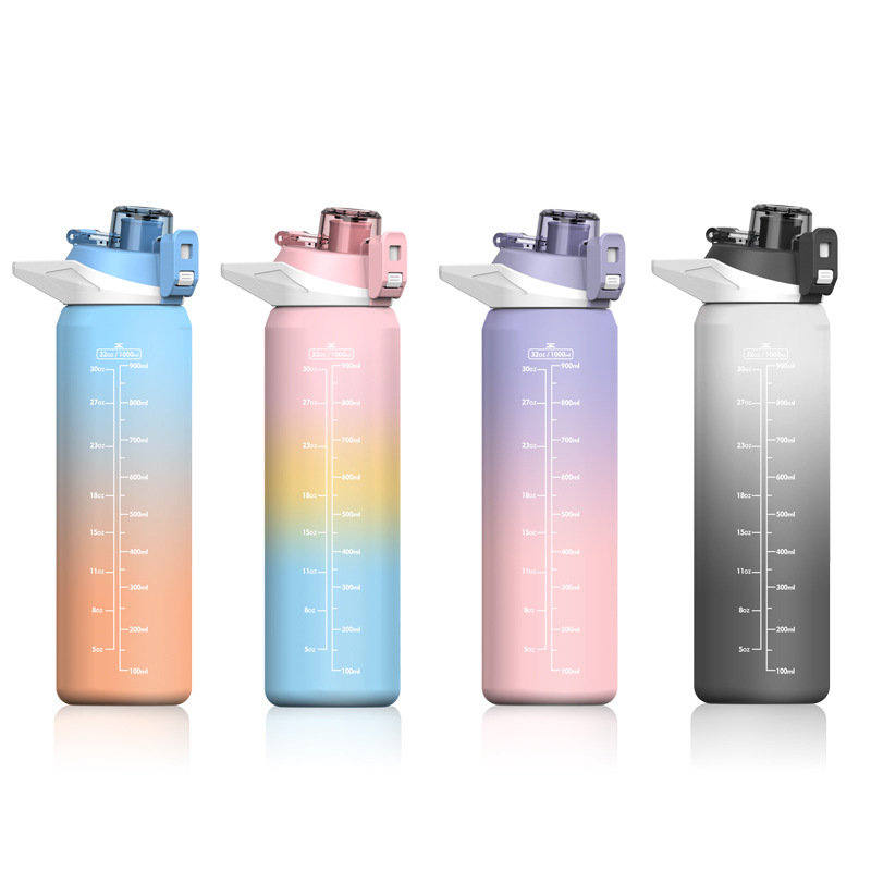 YMJ-2118 Rubber-coated hand-held colorful Gradient Sports Water Cup 1000ML Item Picture