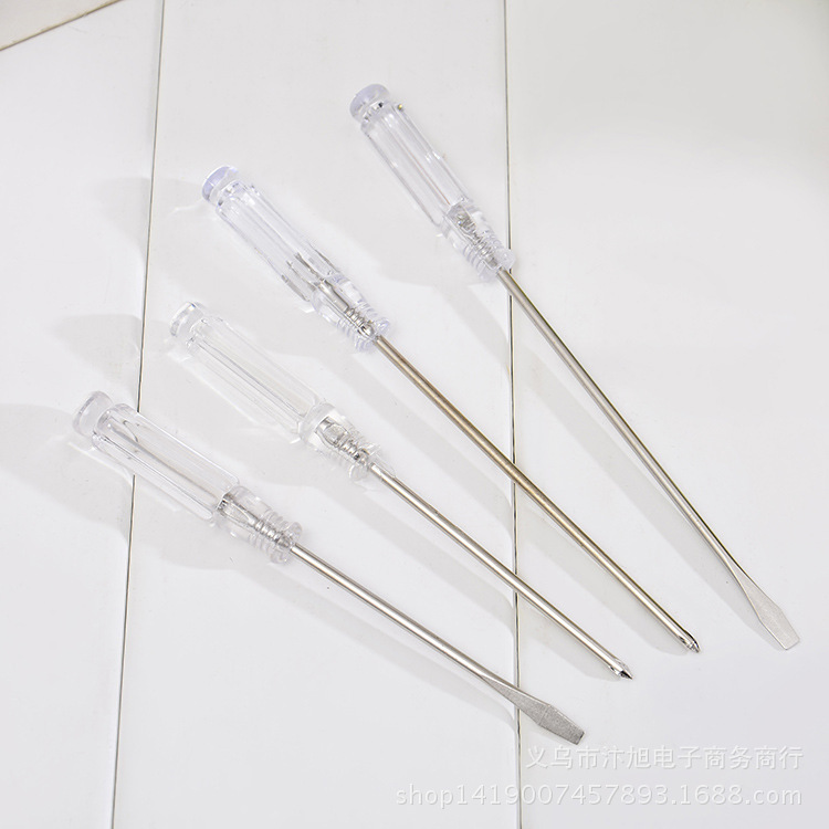 Wholesale supply of small-sized 2.5mm diameter 45# steel transparent plastic handle 4-screwdriver sets Specification image