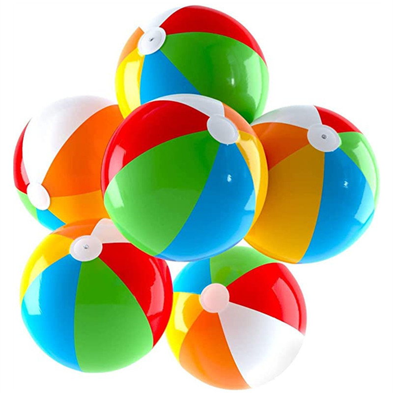 现货充气球沙滩球拍照6色戏水球PVC彩色儿童拍拍球草地气球