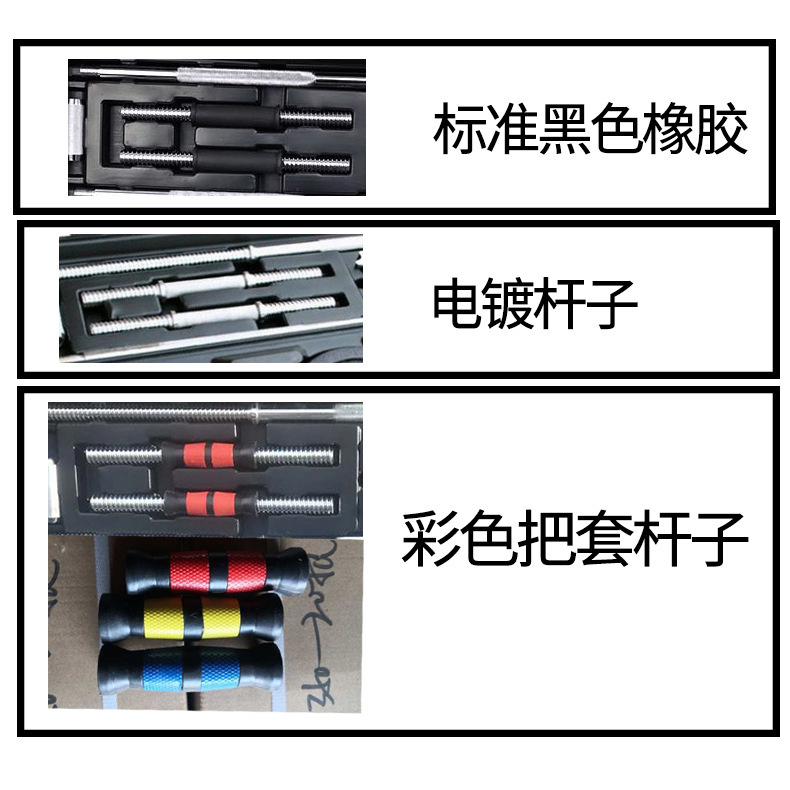 Painted barbell set with thick handgrip iron core rubber-coated dumbbells details Picture