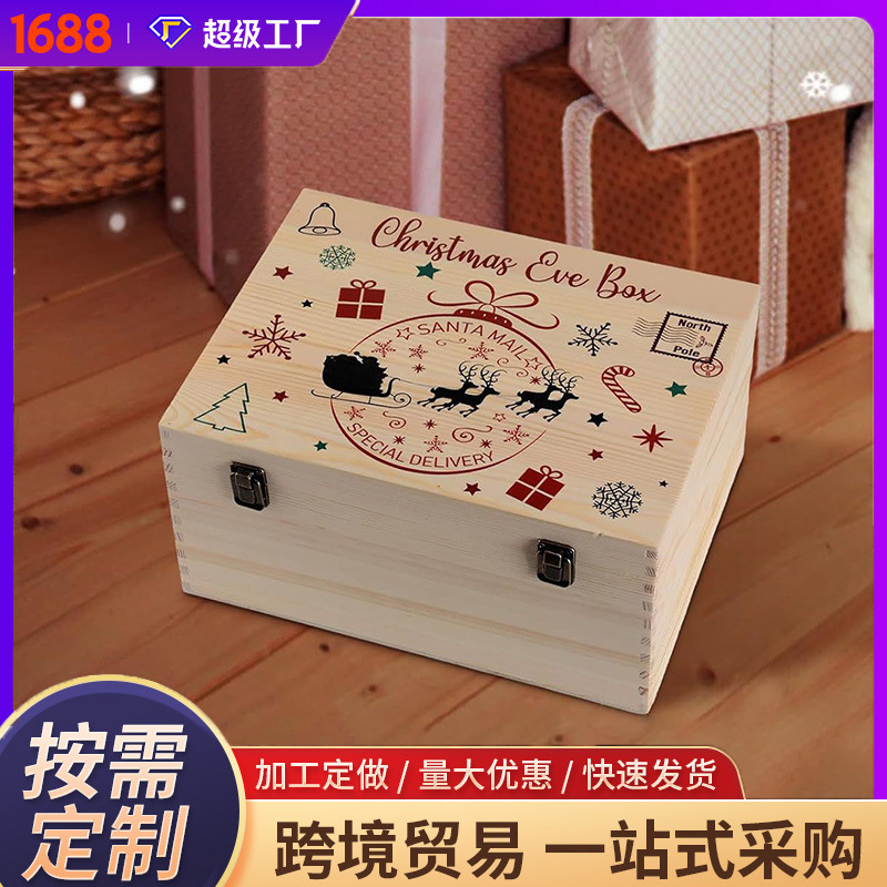 Solid wood flip cover storage box, universal packaging for festivals, birthdays and gifts, wooden box with lock, custom souvenir collection box full figure