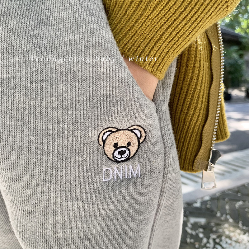 Composite Integrated Cashmere Underwear Embroidery Bear Men's And Women's Casual Pants Children's Pants Wholesale New Winter 2308 Specification drawing