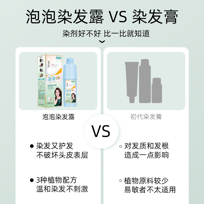 Bubble Dye Pure Plant Hair Dye Cover White Hair Home Hair Dye Cream Cover White Hair Wholesale A Piece Of Hair Specification drawing