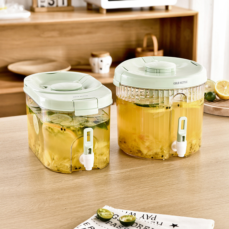 Food Grade Summer Fruit Tea Lemon Tea Cold Kettle Large Capacity Cold Brew Juice Pot With Tap For Refrigerator Cold Water Bucket