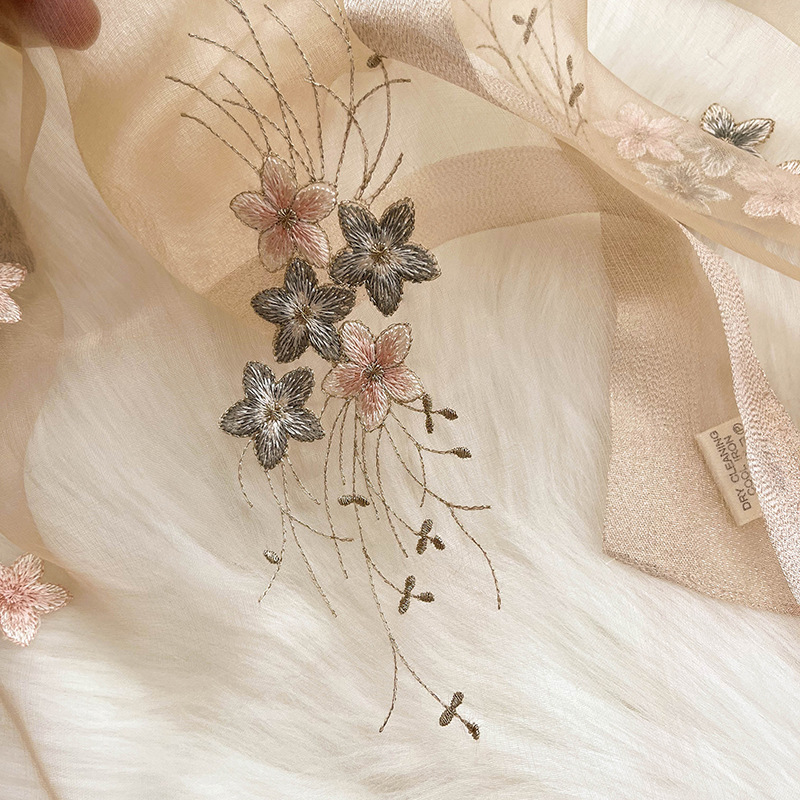 Mother's Day Gifts Hangzhou Silk Scarf Women's Silk Scarf New Gauze Scarf All Suembroider Embroidery Long Spring And Autumn Shawls Specification drawing