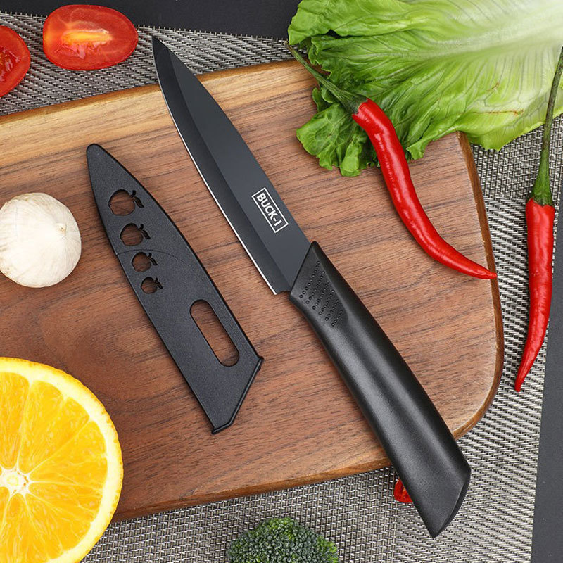Stainless steel kitchen knife, black-edge gift knife set, household slicing knife, kitchen fruit knife, multi-functional chef knife Application Scenario