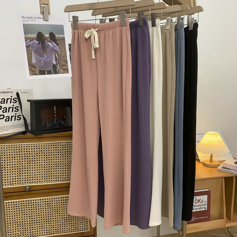 Spring 2023 new Lightning stripe wide-leg pants, loose straight-leg pants, high-waisted drape, versatile and slimming long pants for women details Picture