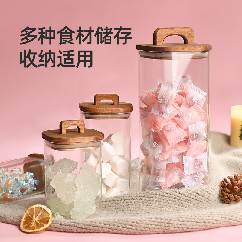 轻奢储物罐带盖糖果储存收纳罐子密封玻璃罐食品级方形玻璃密封罐