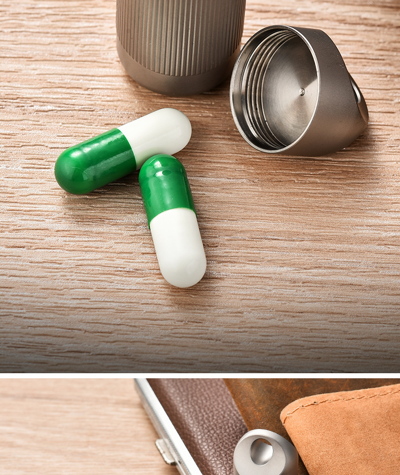 Cross-border new in-stock titanium alloy sealed warehouse portable waterproof medicine storage warehouse pill box pure titanium metal can pic 18