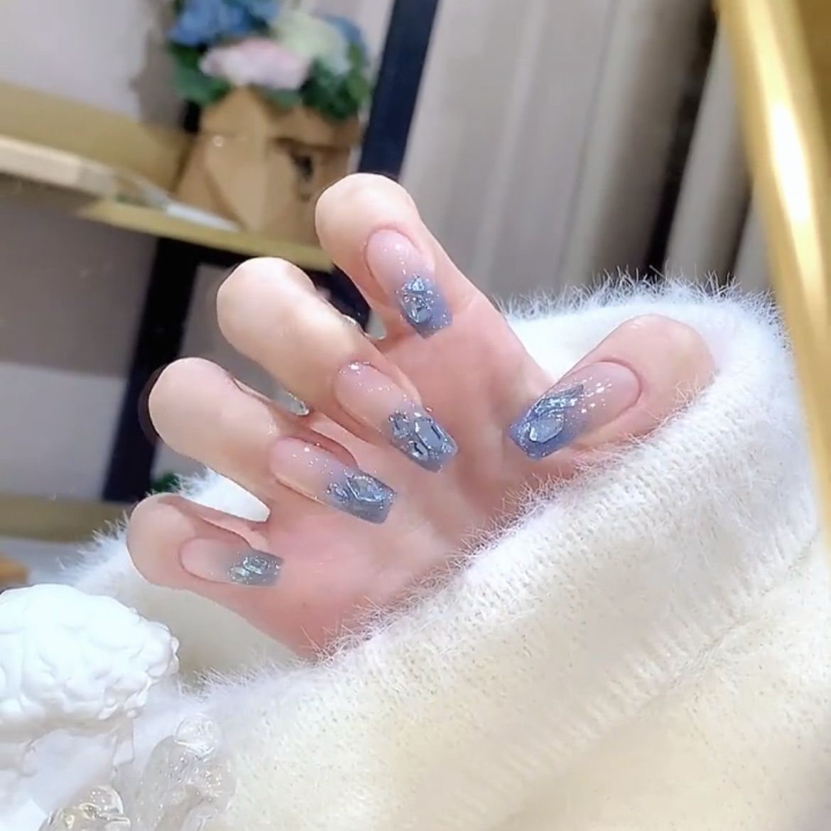 Light Blue Flat Shaped Nail Diamond Wholesale Mini Warm Elf With All Matching Fingertip Decoration Diamond Wholesale details Picture