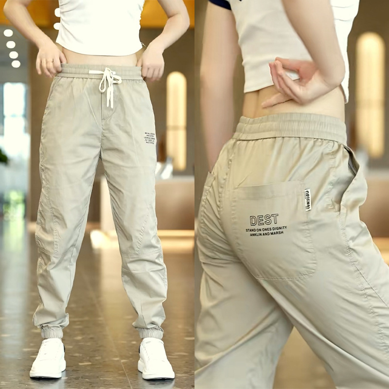 便宜干活穿的裤子上班工作服男装休闲薄款冰丝速干束脚运动裤夏季