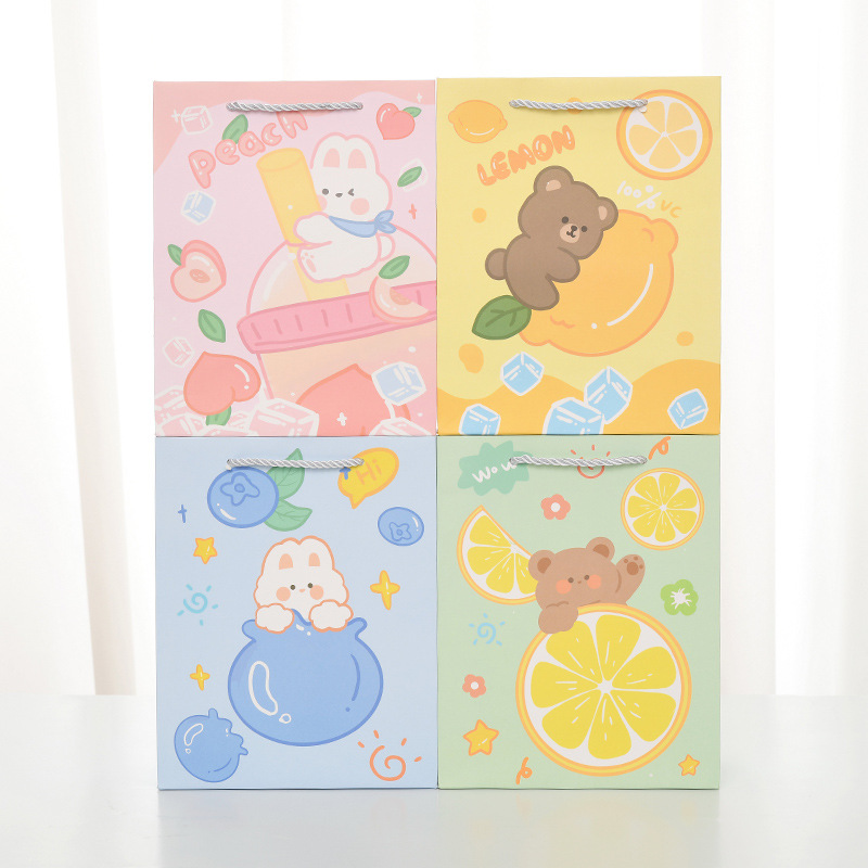New White Card Thick Gift Bag Cartoon Animal Tote Bag Children's Day Gift Wrapping Paper Bag details Picture