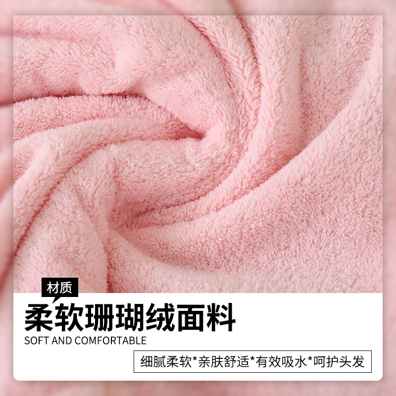 Double Coral Velvet Hair Cap Women's Thick Super Absorbent Quick Drying Shower Cap Spliced Color Hair Towel Wrap Hair Towel details Picture