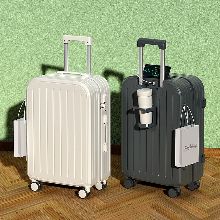 Fresh and clean luggage, female student suitcase with a handle, swivel wheel, 24-inch combination suitcase, male durable travel suitcase, carry-on suitcase, 20 details Picture