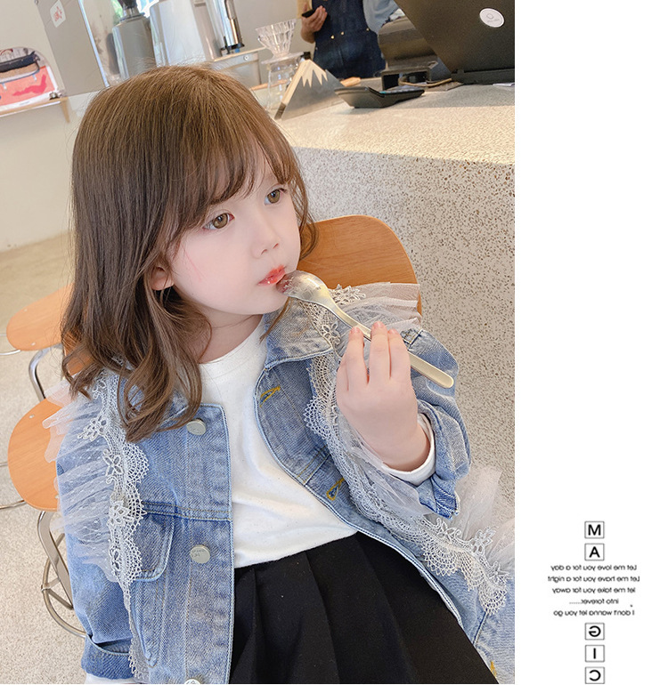 女童蕾丝装饰牛仔外套春款儿童时尚上衣3-8岁童装一件代发6093详情图2