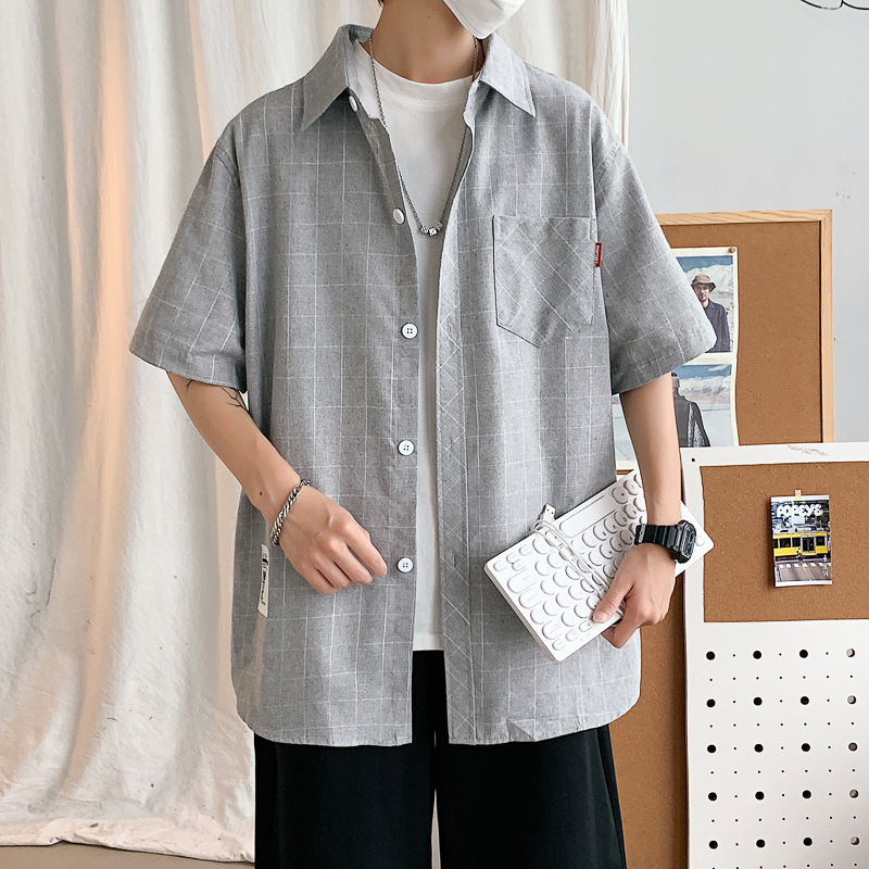 衬衫/衬衫男士长袖休闲/衬衫冰丝/男装男士长袖衬衫正品/亚麻长袖衬衫白底实物图