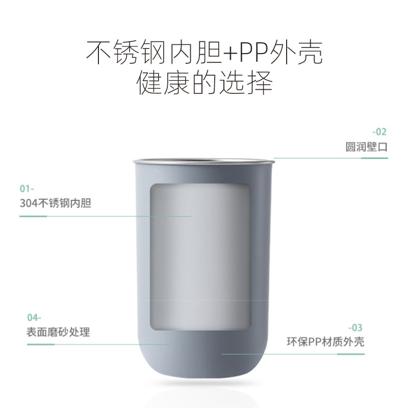 Wholesale stainless steel mouthwash cups and toothbrush cups, Japanese simple brushing cups, student and children's toothpicks, double-layer washbasin cups Application Scenario