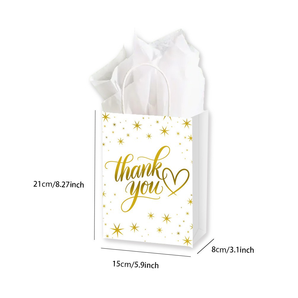 Cross-border thank-you gift bags with gold foil stamping and a high-end feel, hand-held kraft paper bags, Thanksgiving and Christmas gift packaging bags Item Picture