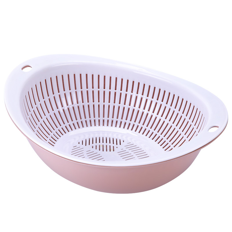 Japanese Simple Double Layer Drain Basket Plastic Kitchen Storage Multi-Functional Drop Resistant Washing Vegetables Filter Basket Fruit And Vegetable Drain Basin Item Picture